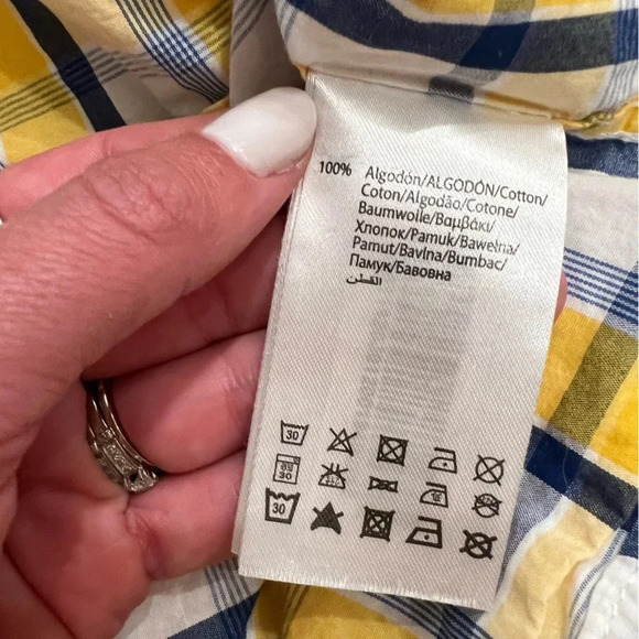 Mayoral Boy’s Yellow and Blue Plaid Short Sleeve Button Down Shirt - Picture 5 of 5